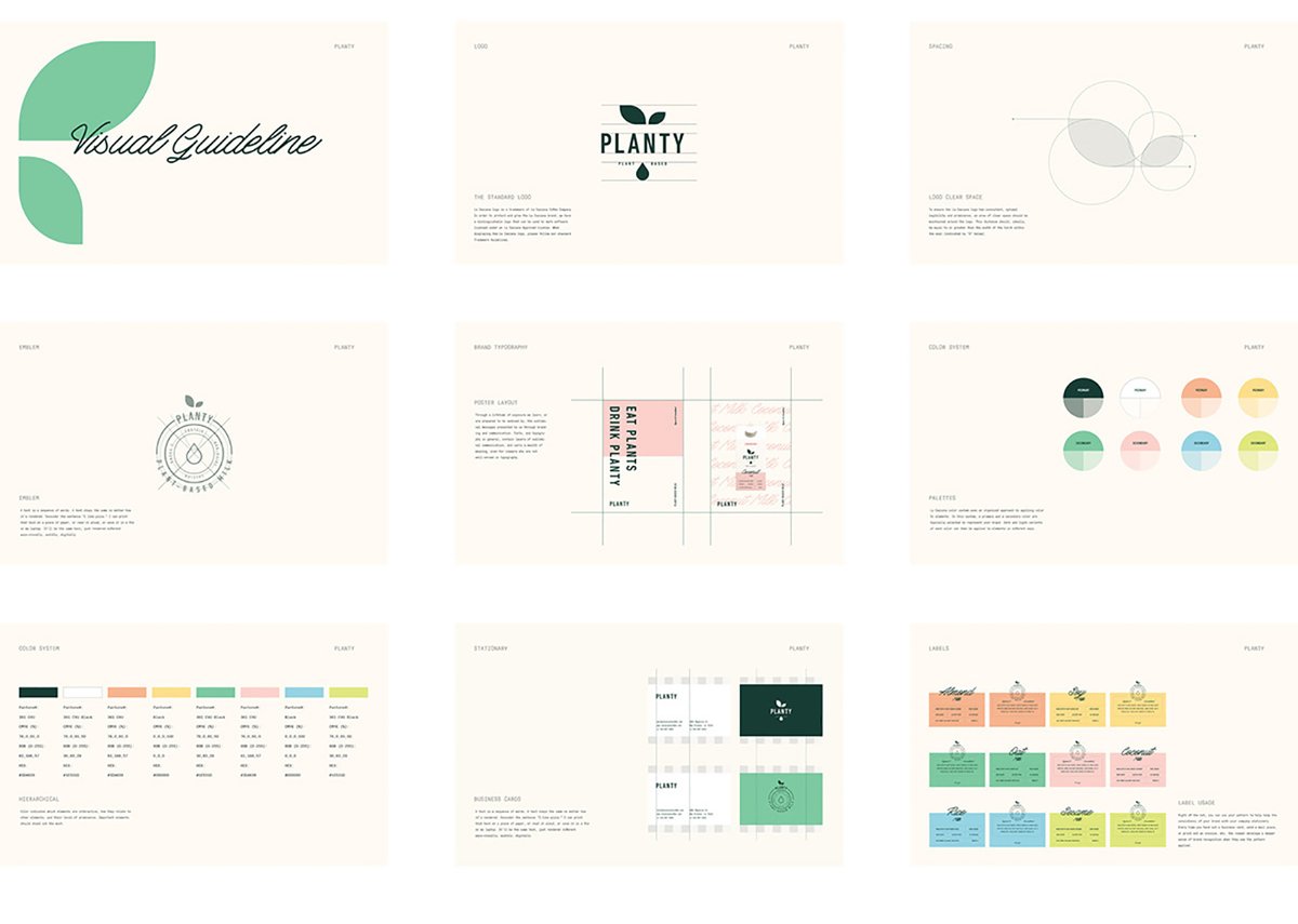 （餐飲）牛奶vi品牌標識—— PLANTY 簡約現代包裝vi設計案例，vi設計，包裝vi設計，（餐飲）牛奶品牌vi設計，品牌包裝vi設計，品牌vi設計，vi品牌策劃，深圳vi設計，左右格局